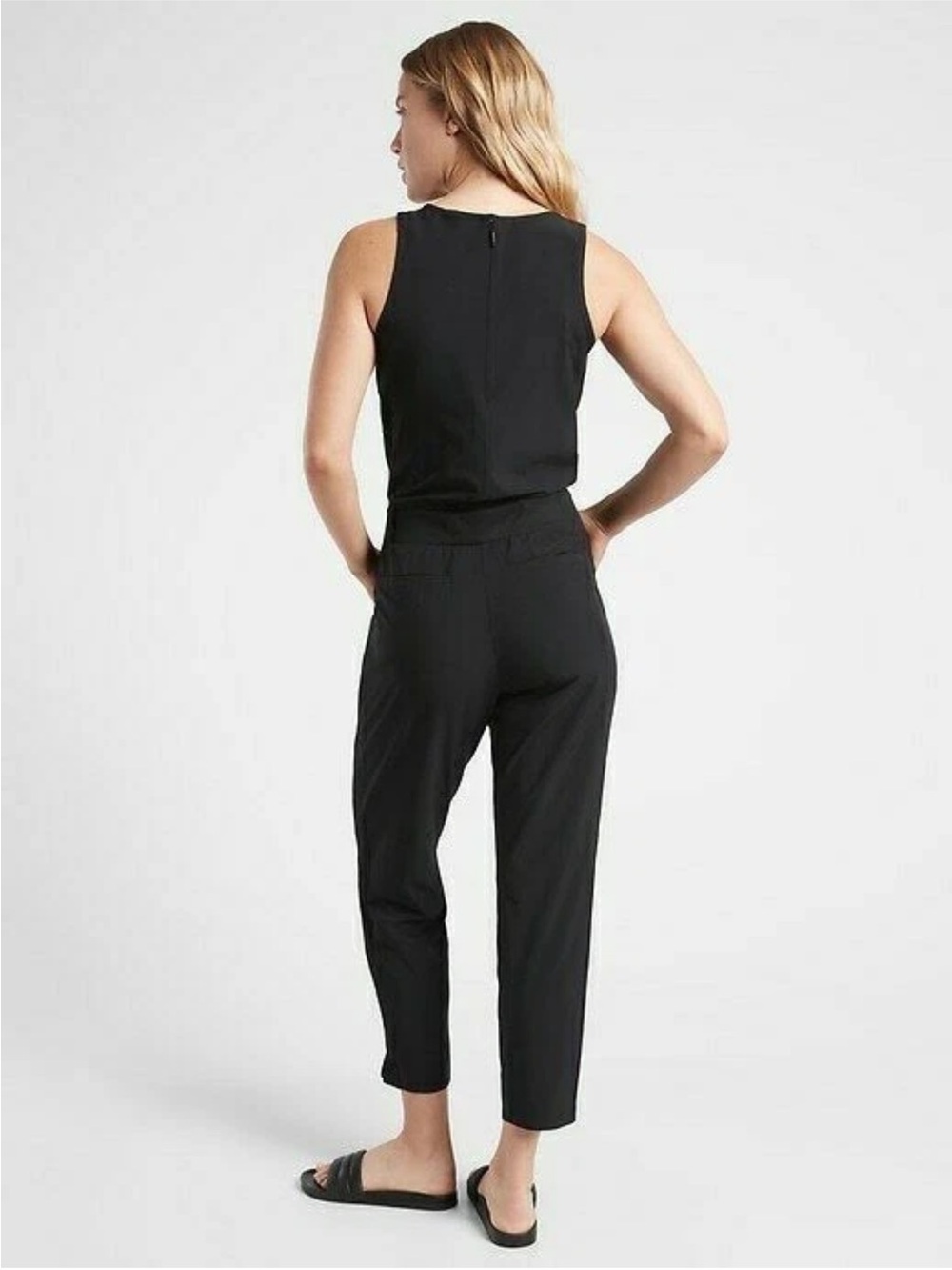Athleta Womens Brooklyn Jumpsuit Sleeveless Black Athleisure Casual Size 14 - Picture 2 of 14